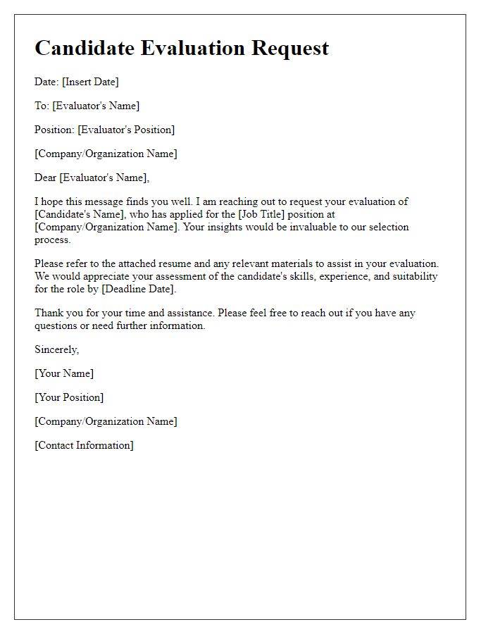 Letter template of candidate evaluation request.