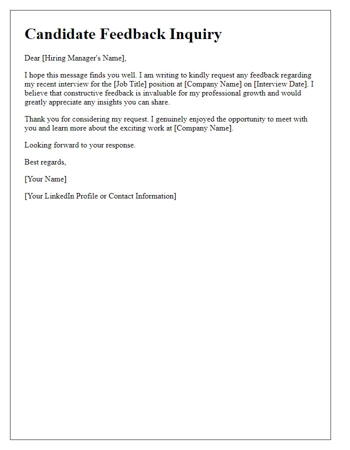 Letter template of candidate feedback inquiry.