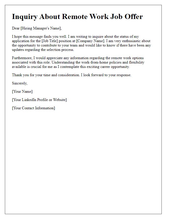 Letter template of Remote Work Job Offer Inquiry