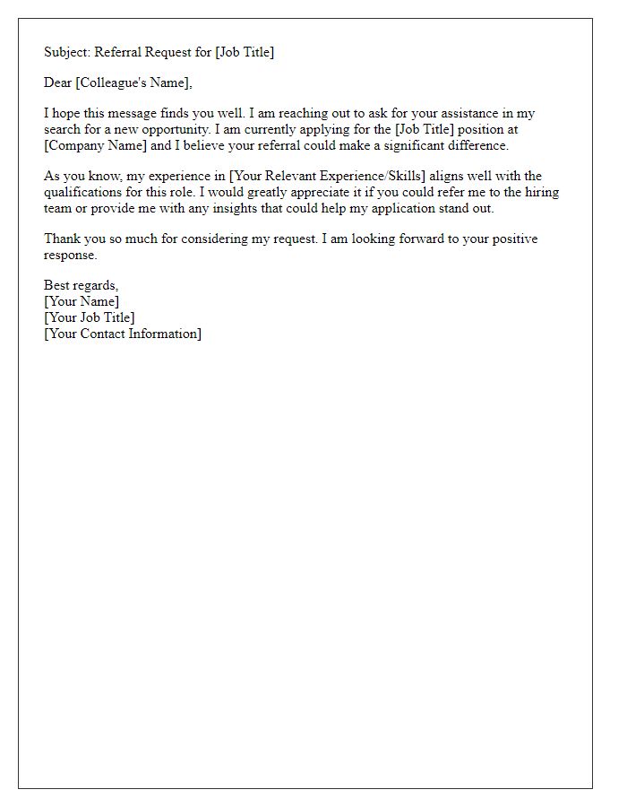 Letter template of colleague referral solicitation