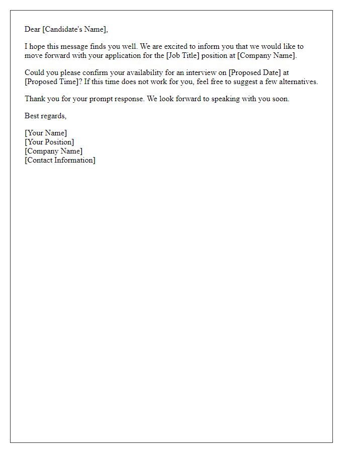 Letter template of candidate availability confirmation request
