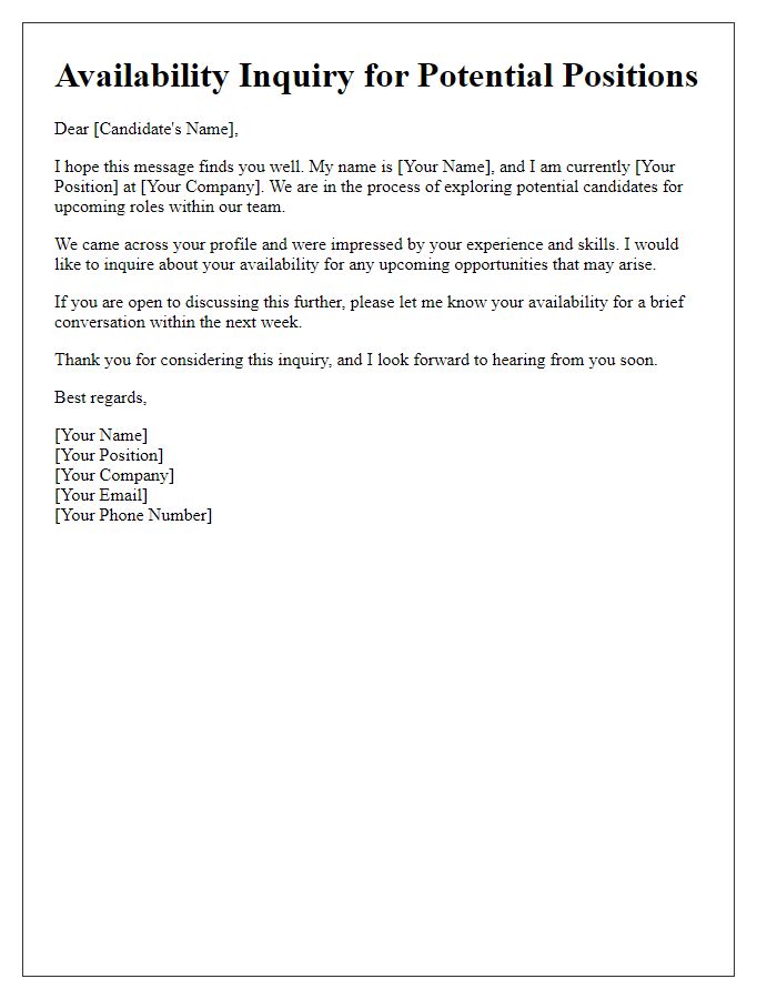 Letter template of candidate availability inquiry for potential roles
