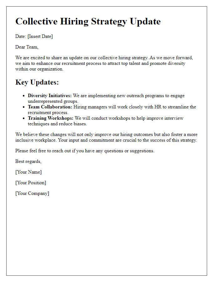 Letter template of collective hiring strategy update