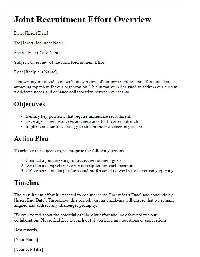 Letter template of joint recruitment effort overview