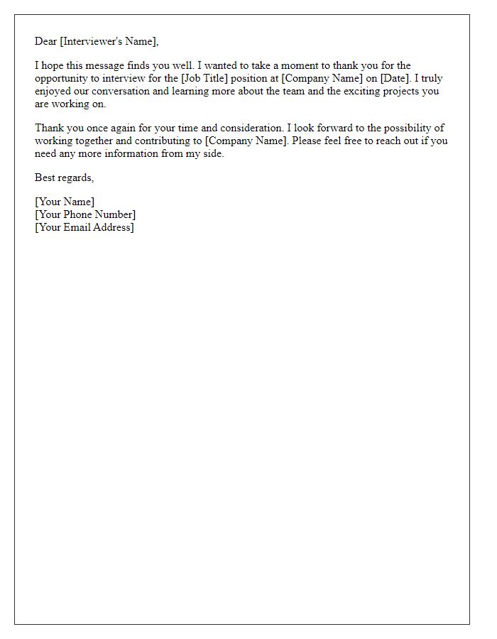 Letter template of telephone interview thank you note