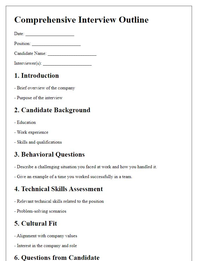 Letter template of Comprehensive Interview Outline