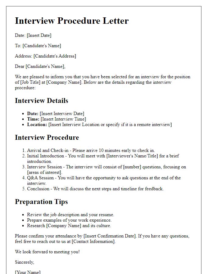 Letter template of Detailed Interview Procedure