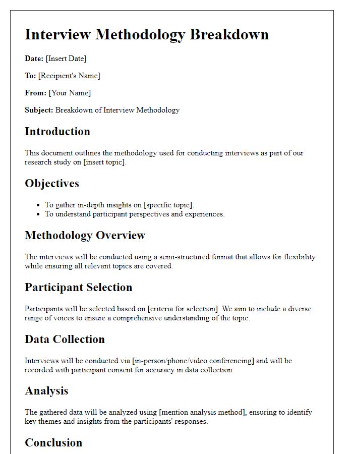 Letter template of Interview Methodology Breakdown