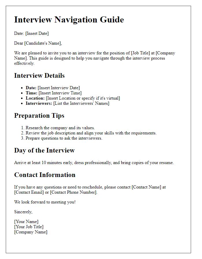 Letter template of Interview Navigation Guide