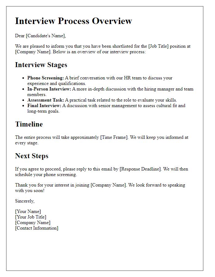 Letter template of Interview Process Overview