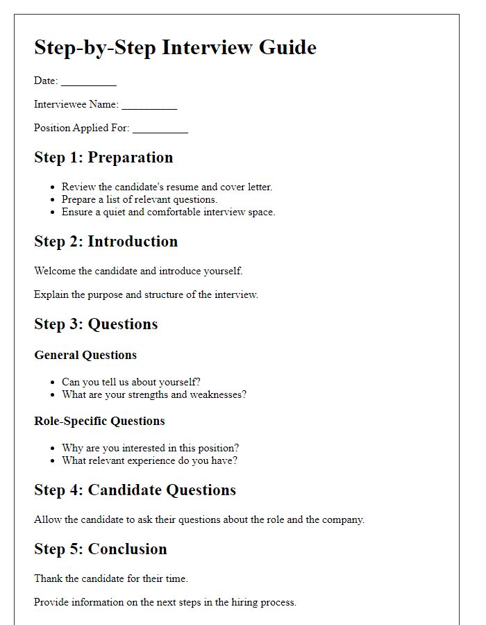 Letter template of Step-by-Step Interview Guide