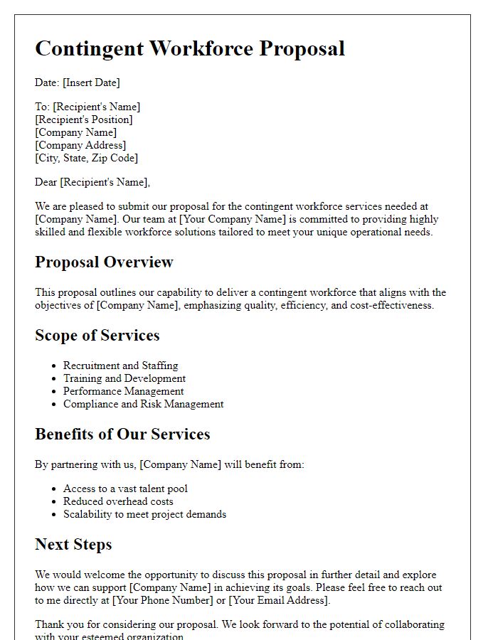 Letter template of contingent workforce proposal