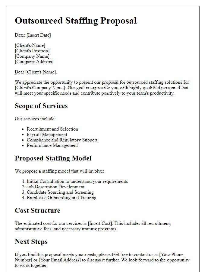 Letter template of outsourced staffing proposal