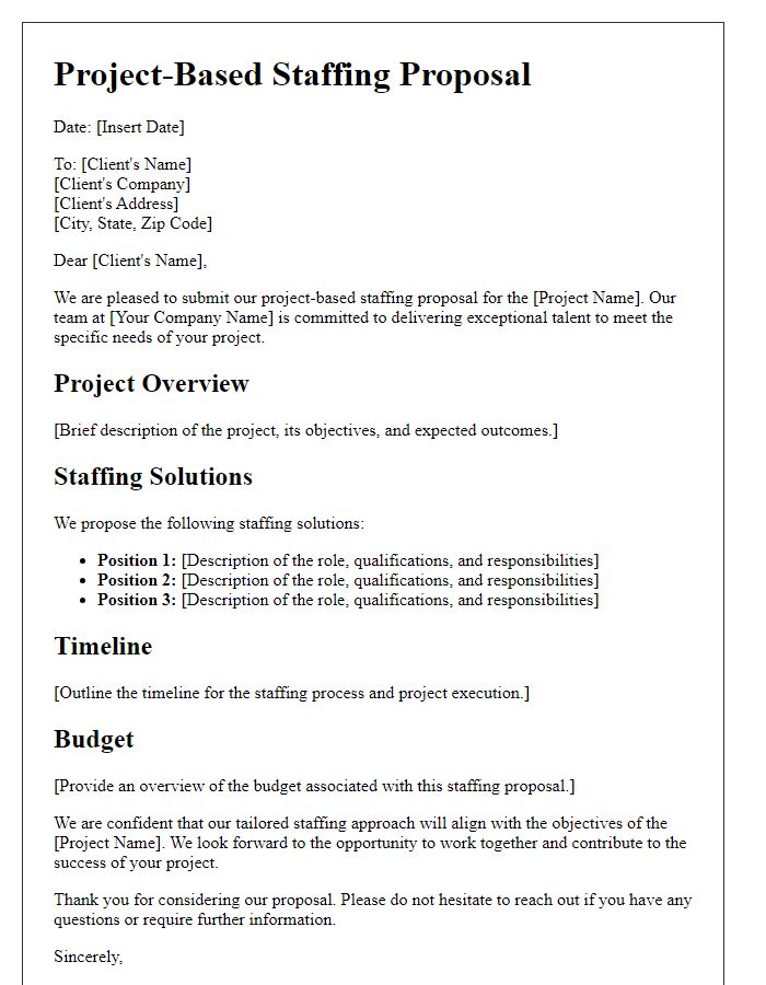 Letter template of project-based staffing proposal