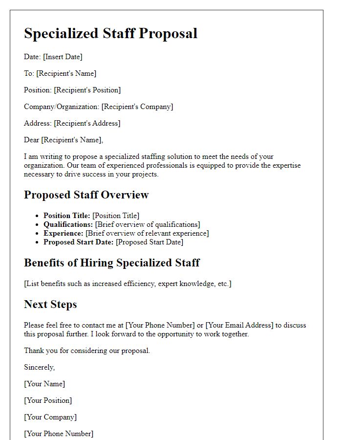 Letter template of specialized staff proposal