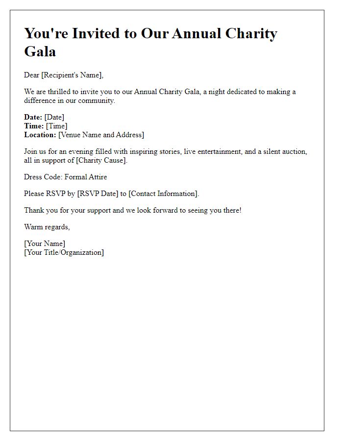 Letter template of charity gala invitation