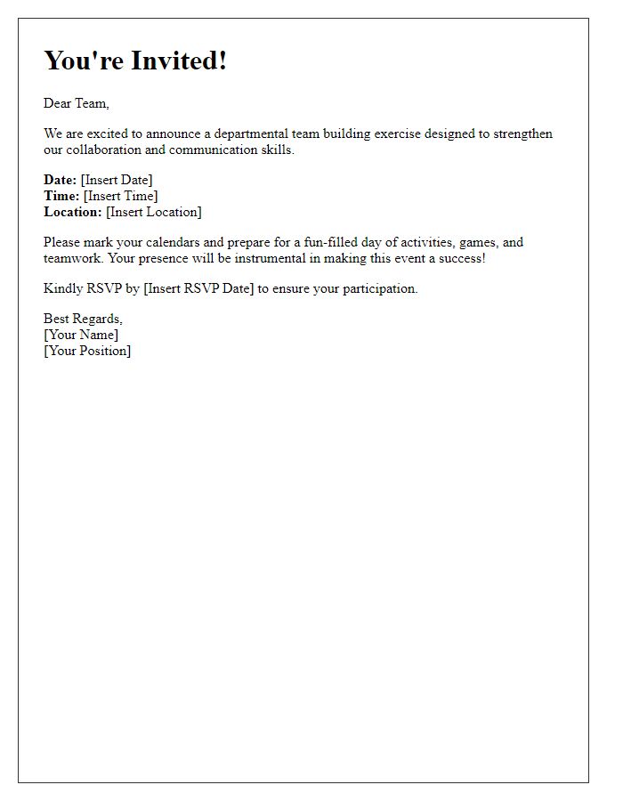 Letter template of invitation for departmental team building exercise.