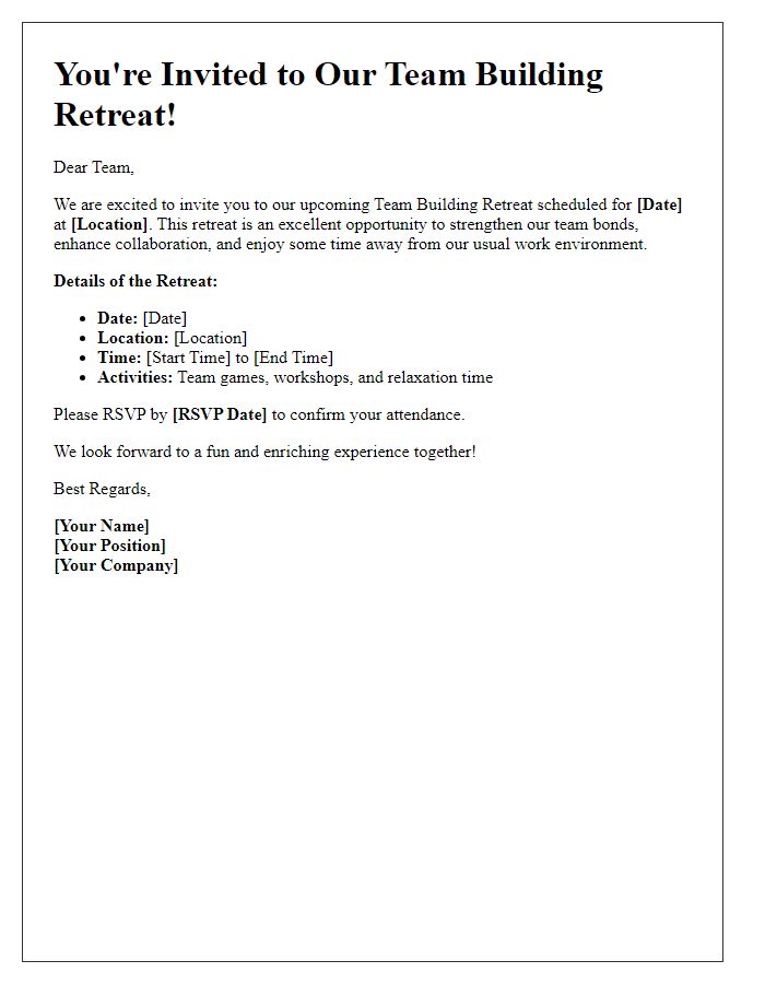 Letter template of invitation for team building retreat.