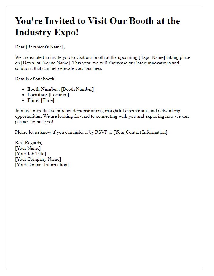 Letter template of industry expo booth invite