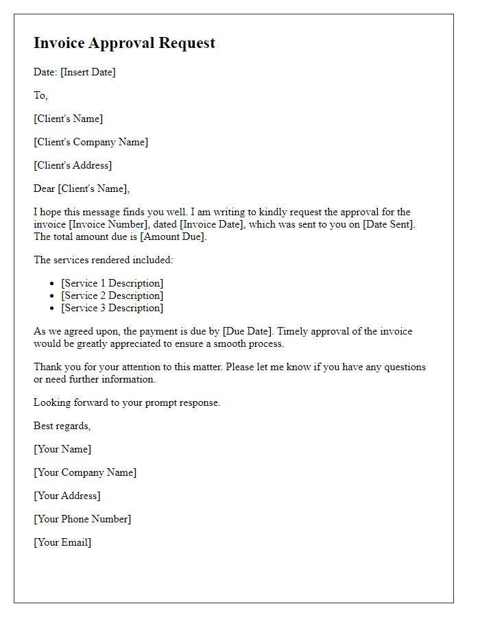 Letter template of freelance invoice approval request