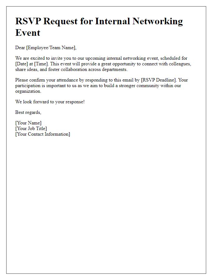 Letter template of RSVP request for internal networking event