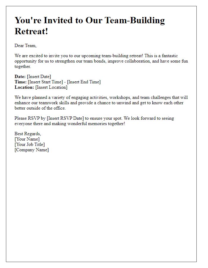 Letter template of company team-building retreat invitation