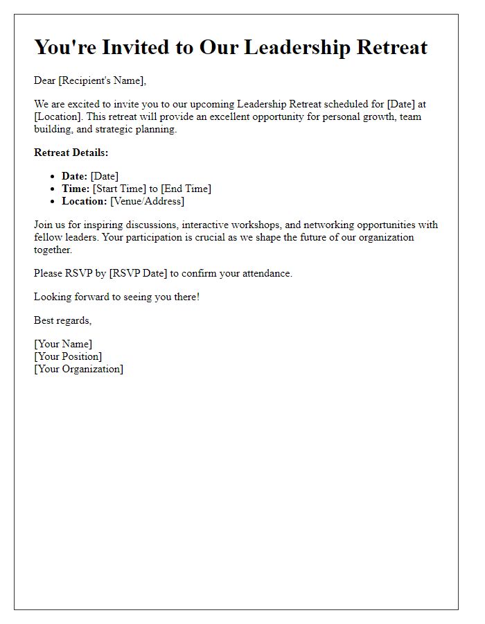 Letter template of leadership retreat invitation