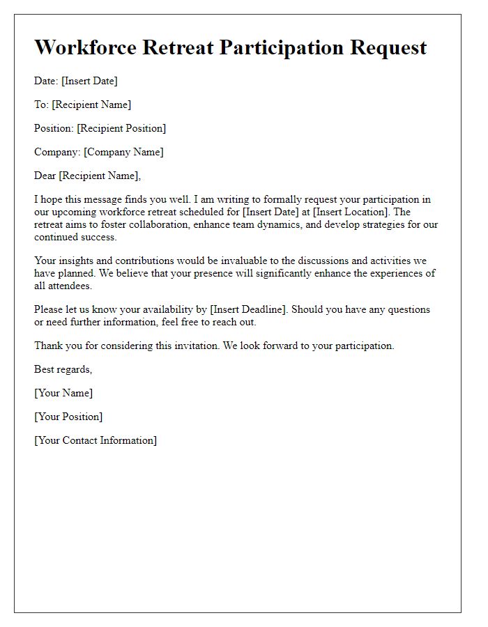 Letter template of workforce retreat participation request