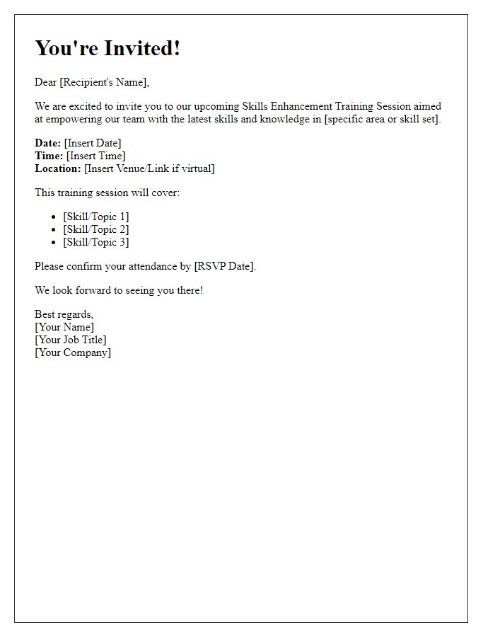 Letter template of skills enhancement training session invite