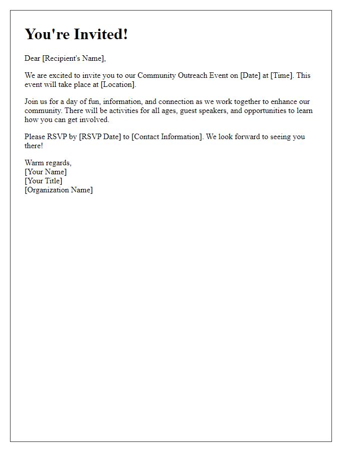 Letter template of invitation for community outreach event