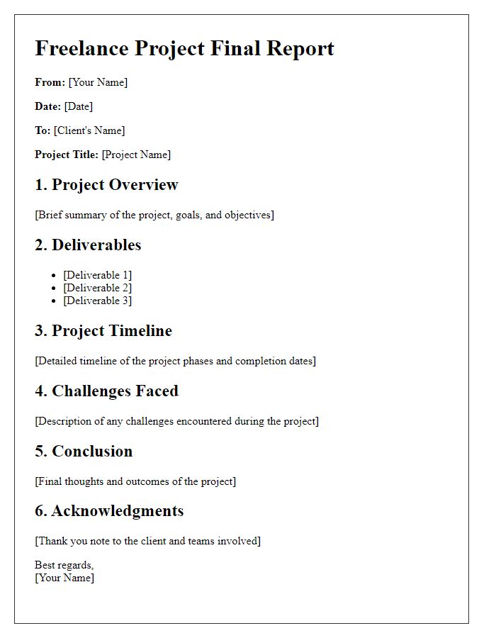 Letter template of freelance project final report