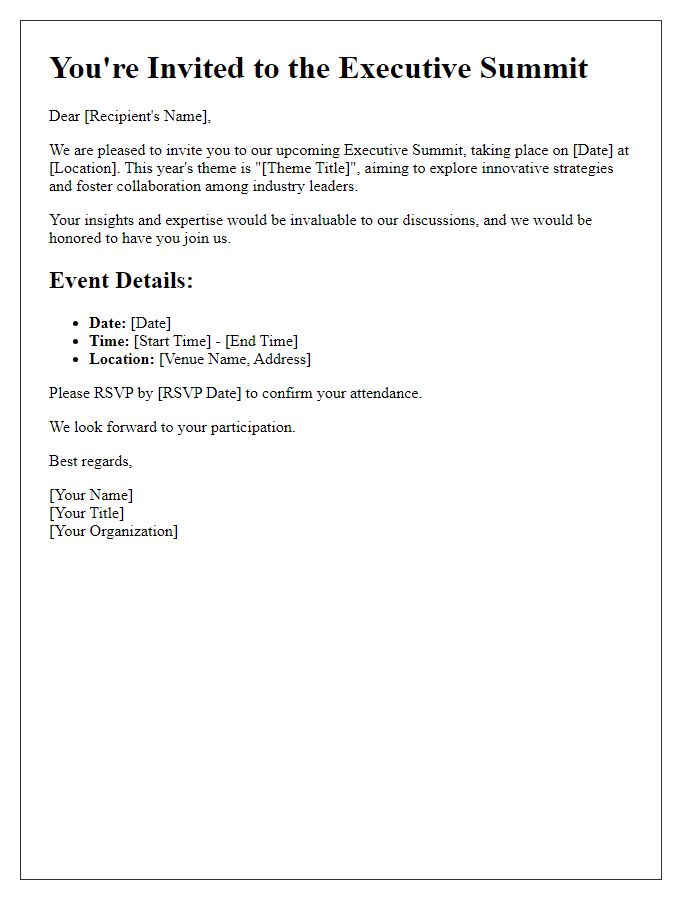 Letter template of executive summit attendance invitation