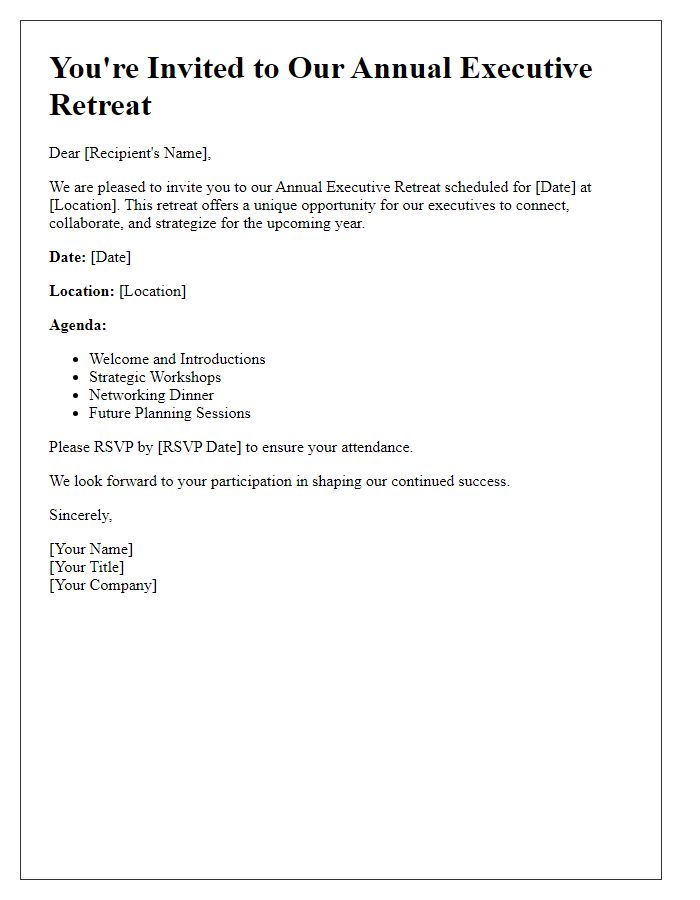 Letter template of invitation to annual executive retreat