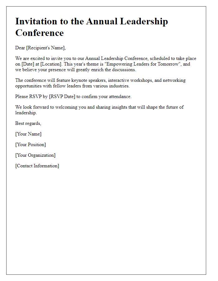 Letter template of leadership conference invitation