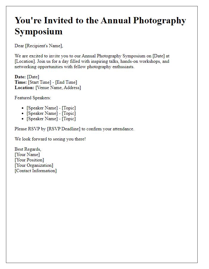 Letter template of photography symposium invite