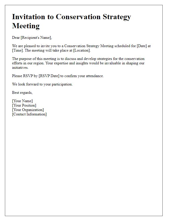 Letter template of invitation to conservation strategy meeting