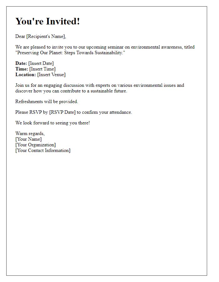 Letter template of invitation for environmental awareness seminar