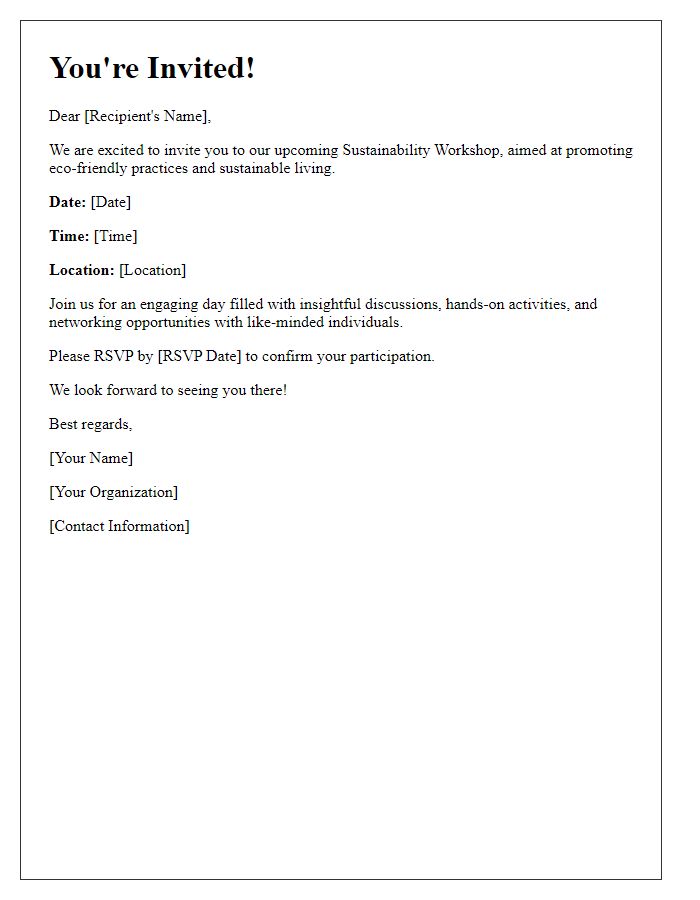 Letter template of invitation to sustainability workshop