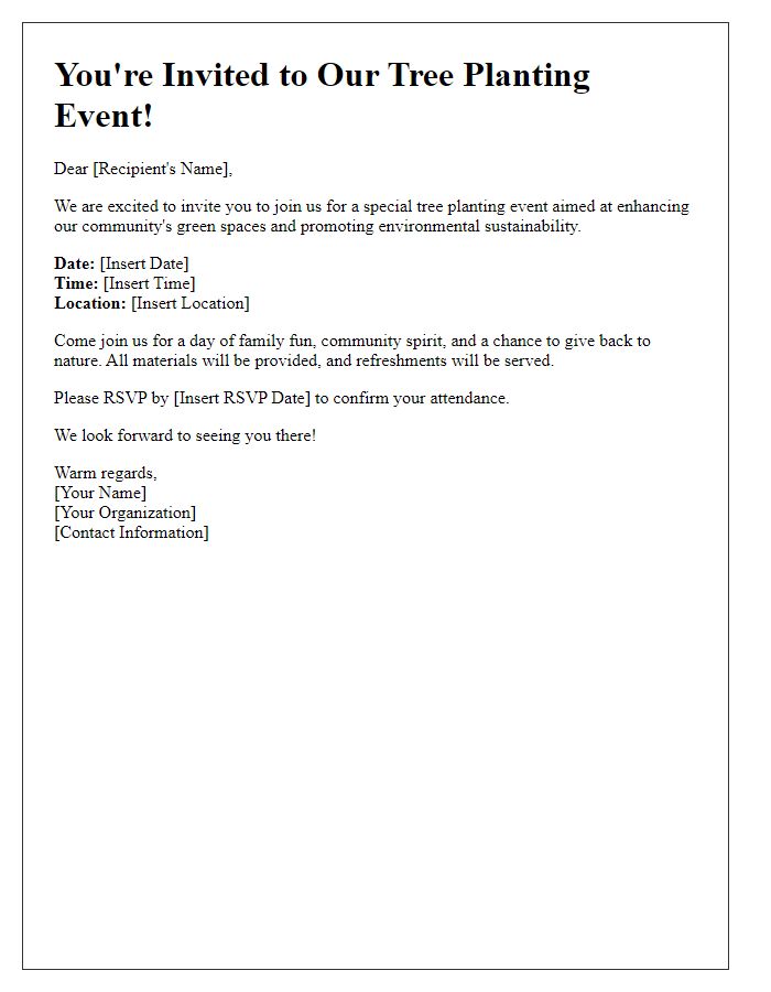 Letter template of invitation for tree planting event