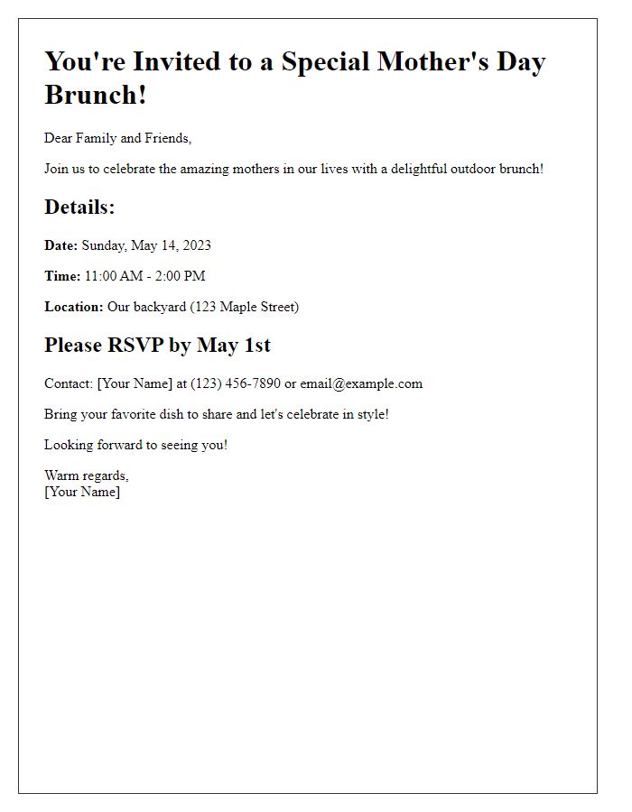 Letter template of an outdoor Mothers Day brunch invitation