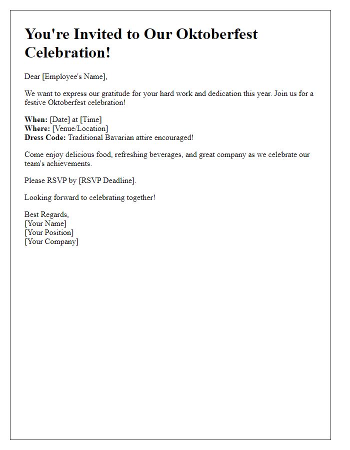 Letter template of Oktoberfest employee appreciation invitation