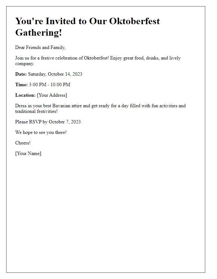 Letter template of Oktoberfest gathering invitation