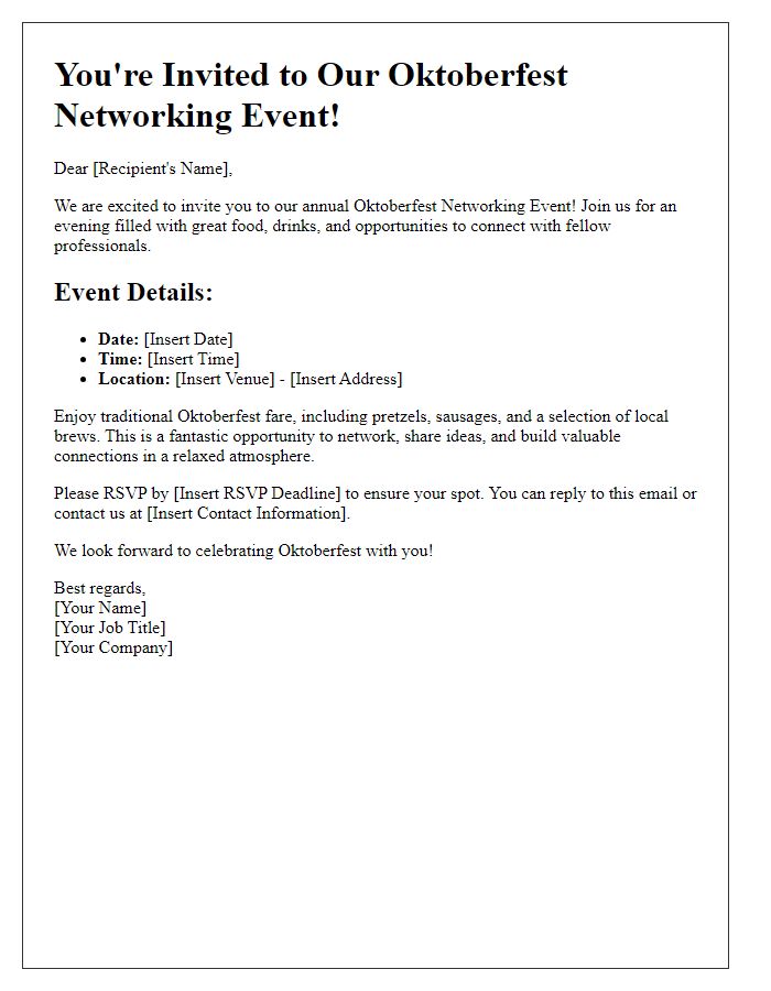 Letter template of Oktoberfest networking event invitation