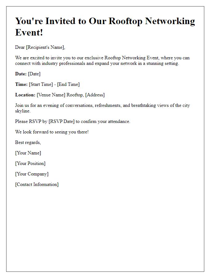 Letter template of Rooftop Networking Event Invitation