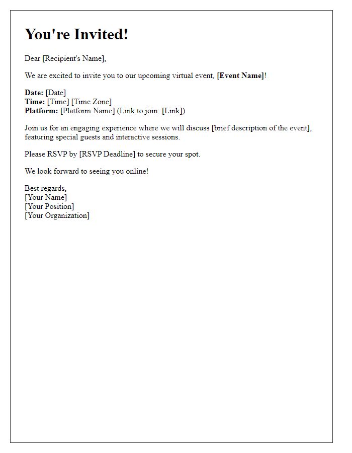 Letter template of virtual event invitation