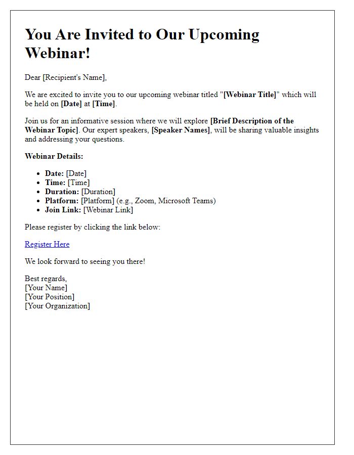 Letter template of webinar invitation