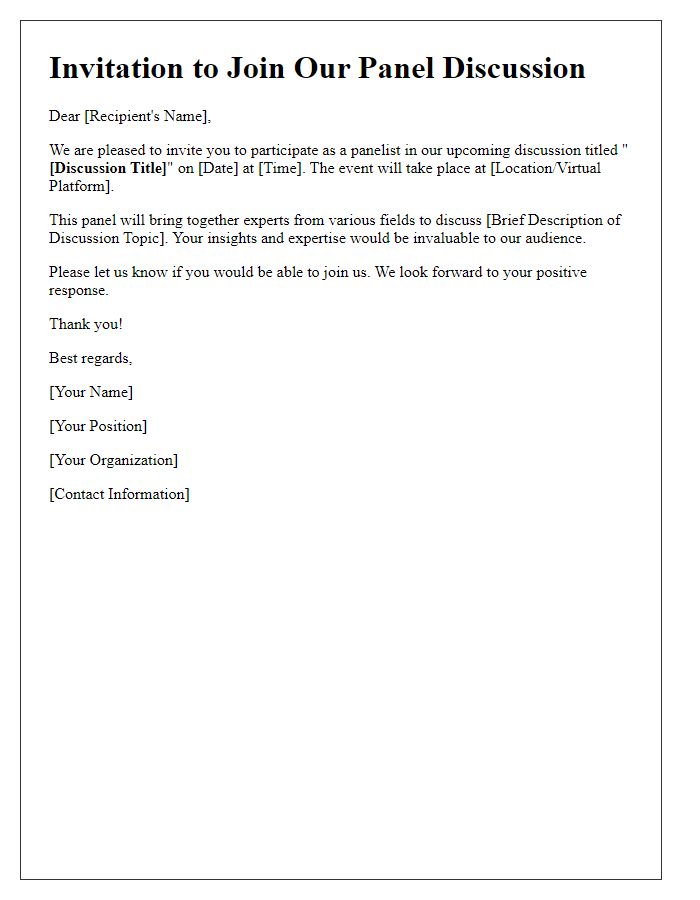 Letter template of invitation to join a panel discussion