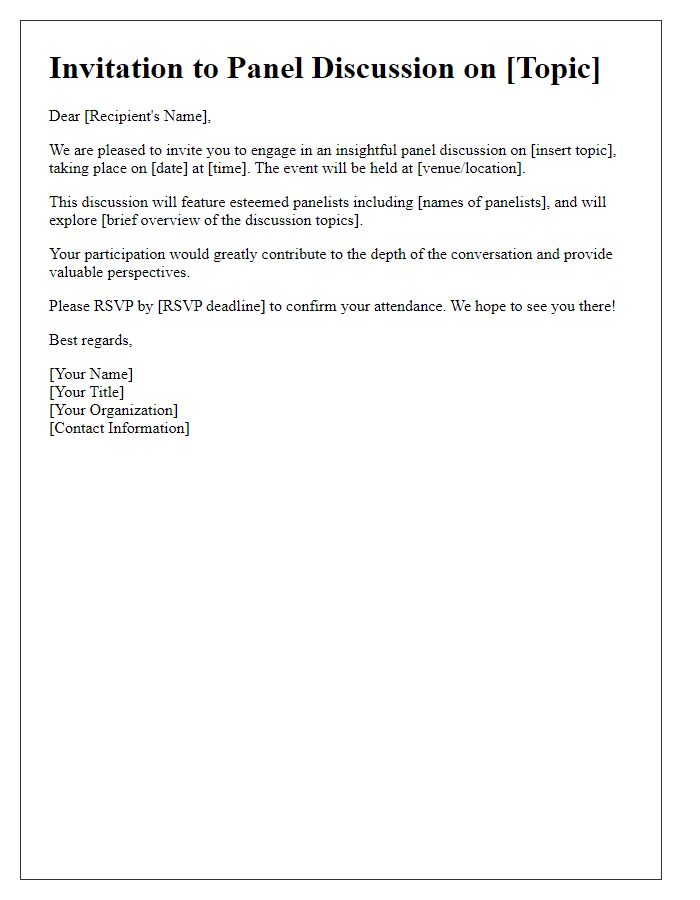 Letter template of panel discussion engagement invitation