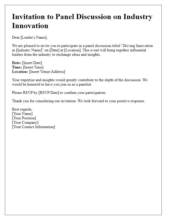 Letter template of panel discussion invitation for industry leaders