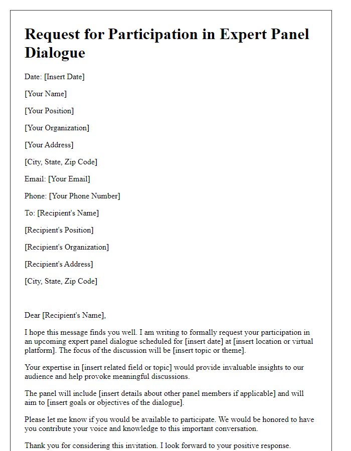 Letter template of request for expert panel dialogue participation